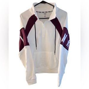 PINK White and Maroon Half Zip